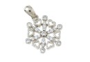 Snowflake pendant with crystals, rhodium plated 925 silver, 22mm  - x1