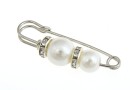 Brooch 2 pearls of 8mm and 10mm - x1