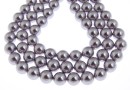 Perle tip Mallorca, rotund, mov argintiu, 10mm