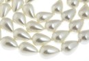 Perle tip Mallorca, picatura, alb, 20x14mm
