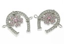 Horseshoe link with crystals, rhodium-plated silver 925, 17mm - x1