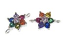 Star link with crystals, rhodium-plated silver 925, 11mm - x1