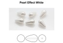 Margele Preciosa perle picatura, white, 15x8mm - x2