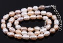 Necklace made of white, sandy purple, rose freshwater pearls 8-10mm