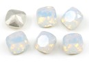 Ideal, fancy square, white opal, 8mm - x2