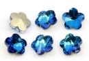 Ideal crystals, fancy flower, bermuda blue, 6mm - x2