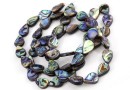 Abalone natural pearl beads, paua shell, drop, 14x10mm