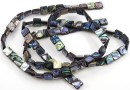 Abalone natural pearl beads, paua shell, square, 8x8mm