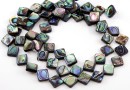 Natural pearl beads Abalone, paua shell, rhombus, 13x13mm