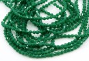 Crystal bead string, faceted biconical, forest green, 4mm