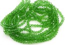 Crystal bead string, faceted biconical, green moss, 4mm