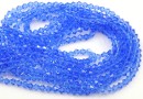 Crystal bead string, faceted biconical, blue sapphire, 4mm