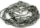 Crystal bead string, faceted biconical, silver grey, 4mm