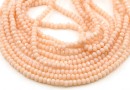 Crystal bead string, faceted rounds, rose baby skin, 3.5x2.5mm