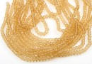 Crystal bead string, faceted rounds, golden beige, 4x3mm