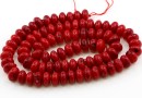 Coral beads, intense red, washer, 8mm