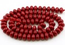 Coral beads, intense red, washer, 7mm