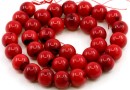 Coral beads, intense red, round, 11.5mm