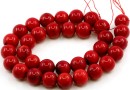 Coral beads, intense red, round, 12mm