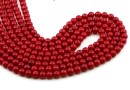 Coral beads, raspberry red, round, 6mm