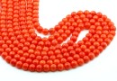 Coral beads, intense orange, round, grade A, 6.5mm