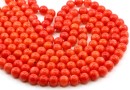 Coral beads, intense orange, round, 8.5mm