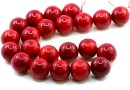 Coral beads, intense red, round, 18.5mm