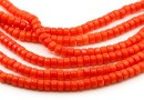 Coral beads, deep orange, heishi disk, grade A, 6x4mm