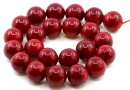 Coral beads, deep red, round, 18-18.5mm