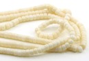 Coral beads, ivory, heishi disc, grade A, 6x4mm