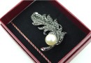 Martisor brooch, Feather with marcasite, 5x3.5cm, box included - x1