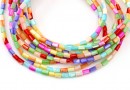 Margele sidef multicolor, tub, 5x3mm