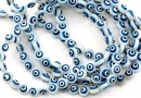 Evil eye mother-of-pearl beads, round, 6mm