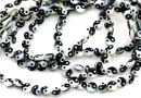 Yin and Yang mother-of-pearl beads, disc, 6mm