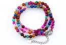 Colier agate striped multicolor, 4mm