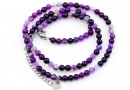 Colier agate striped mov, 4mm