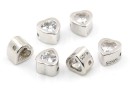 Margele decor, inima cu cristal, argint 925 rodiat, 4.5mm - x1