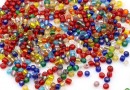 Sand beads, mix silver line, 4mm - x100g