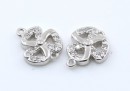 Link trifoi cu cristale, argint 925 placat cu rodiu, 10mm - x1