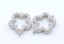 Link floare cu cristale, argint 925 placat cu rodiu, 14mm - x1