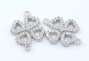 Link trifoi cu cristale, argint 925 placat cu rodiu, 17mm - x1