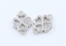 Link trifoi cu cristale, argint 925 placat cu rodiu, 9.5mm - x1