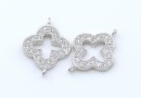 Link trifoi cu cristale, argint 925 placat cu rodiu, 12mm - x1