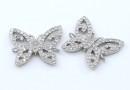 Link fluture cu cristale, argint 925 placat cu rodiu, 16mm - x1