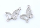 Link fluture cu cristale, argint 925 placat cu rodiu, 17mm - x1