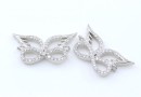 Link fluture cu cristale, argint 925 placat cu rodiu, 21mm - x1