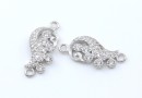 Link fancy picatura cu cristale, argint 925 placat cu rodiu, 19mm - x1