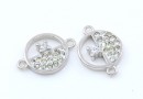 Link disc cu cristale, argint 925 placat cu rodiu, 11.5mm - x1