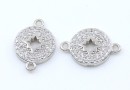 Link disc cu cristale, argint 925 placat cu rodiu, 14mm - x1