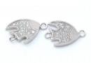 Link peste cu cristale, argint 925 placat cu rodiu, 13.5mm - x1